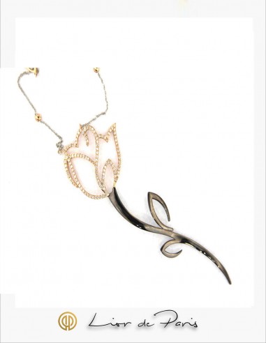 Collier Diamant Or Blanc et Rose 18k